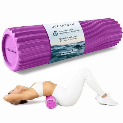 Oceanfoam Tidal Roller - Magenta - Muscle Massage Foam Roller for Back Pain & Stretching - Firm and Ergonomic Wide Wave Textured - Yoga, Athletics, & Wellness - Full Size, 20" x 5" - color: Magenta