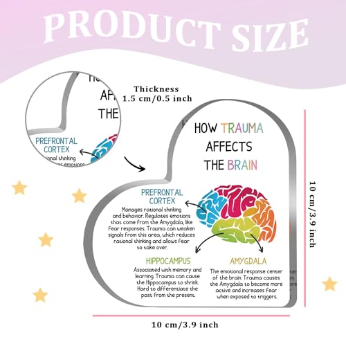 Mental Health Desk Decor, Positive Affirmations How Trauma Affects the Brain Acrylic Heart Gifts Decorations for Social Worker Therapy School Counseling Office Desktop Art Decoration - color: 013