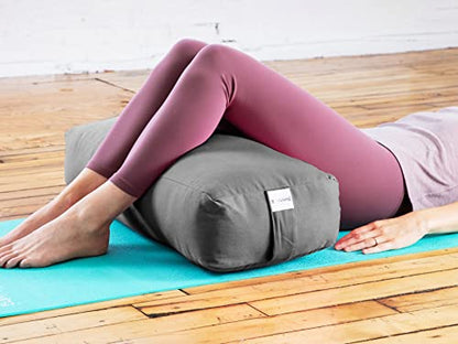 Pranayama Yoga Bolster Meditation Pillow - color: Grey, size: Rectangular 28" x 12" x 8"