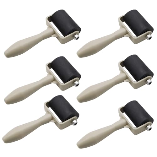 HRJZF 6 Pack Rubber Brayer Roller for Printmaking,Anti Skid Tape Construction Tools, Print,Great for Gluing Application Also,Ink and Stamping Tools 1.4 Inch - color: 1