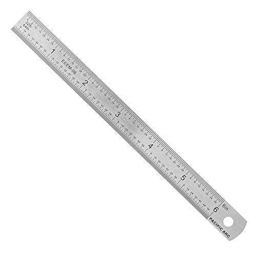 Pacific Arc Stainless Steel Ruler Inch and Metric, with 32nd and 64th Graduations, 6 Inches - style: 06 In