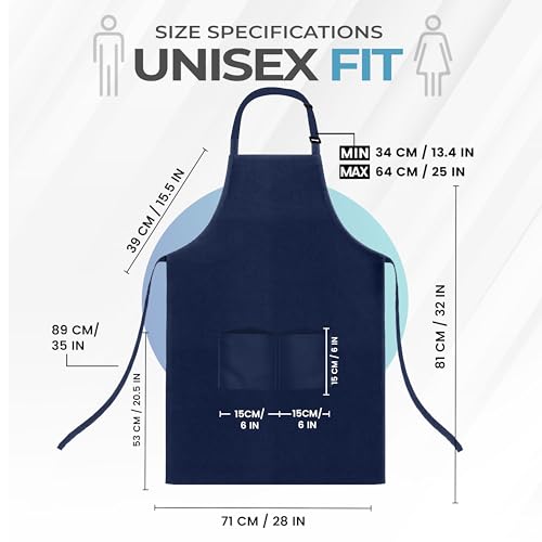 Utopia Kitchen 4 Pack Bib Apron Adjustable with 2 Pockets, Water and Oil Resistant, Cooking Kitchen Chef Apron for Women Men - color: Navy