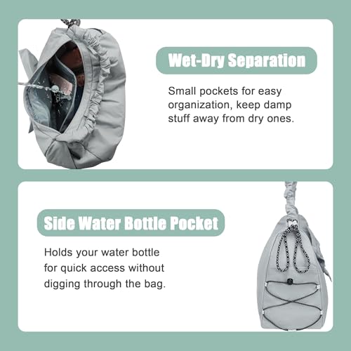 WOLT Gym Bag For Women, Yoga Mat Bag with Shoes Compartment, Wet Pocket and Water Bottle Pocket - color: Lightgrey