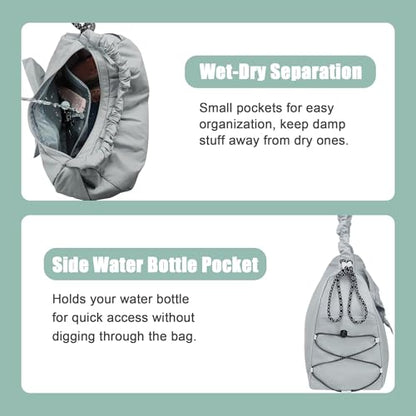 WOLT Gym Bag For Women, Yoga Mat Bag with Shoes Compartment, Wet Pocket and Water Bottle Pocket - color: Lightgrey
