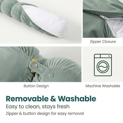 Pat. Pend. Long Cylinder Pillow for Bed, 39 Inch, Green - color: Green, size: 39"x 7.87"