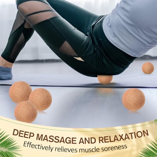 Seenelling 20 Pcs Cork Massage Ball 2 Inch Solid Hard Myofascial Release Yoga Ball for Back Foot Neck Pain Therapy Portable Tissue Muscle Release Tool for Home Office Travel - size: 2 inches
