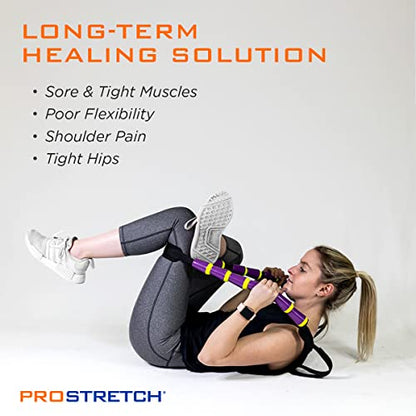 ProStretch StretchRite, Stretching Strap for Sore Muscles, Purple/Yellow - color: Purple/Yellow