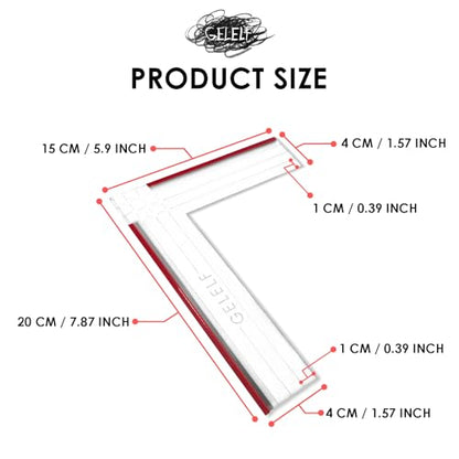 Paper Positioning Tool - Gel Plate Printing Placement Tool Paper Alignment Layering for Gel Printing Printmaking Card Making Supplies, L Square Ruler (Red, Small: 15 x 20 cm(6 x 8 in)) - size: Small: 6 x 8 in