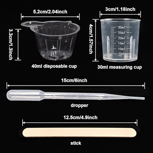 200 Pcs Epoxy Mixing Cups Kit Resin Mixing Cups Plastic Measuring Cups for Epoxy Resin Paint Making Resin Disposable Measuring Cups with Craft Stirring Sticks Liquid Measuring Cups Paint Mixing