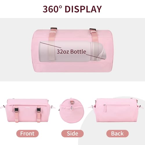 Small Gym Bag for Women Men, 15L Sports Workout Bag with Wet Pocket and Yoga Mat Holder, Lightweight & Water-Resistant Mini Travel Duffle Bag (Pink) - color: Pink