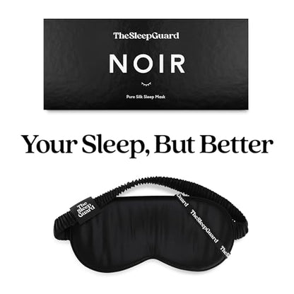 TheSleepGuard Pure Silk Sleep Mask [100% 6A Mulberry Silk, 22 Momme] Light Blocking Travel Essentials. Eye Masks for Sleeping. Black Oeko-Tex Blindfold. Eye Covers for Men & Women - color: Noir Black