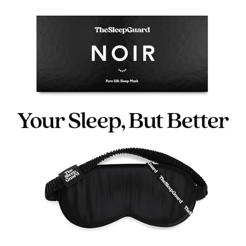 TheSleepGuard Pure Silk Sleep Mask [100% 6A Mulberry Silk, 22 Momme] Light Blocking Travel Essentials. Eye Masks for Sleeping. Black Oeko-Tex Blindfold. Eye Covers for Men & Women - color: Noir Black