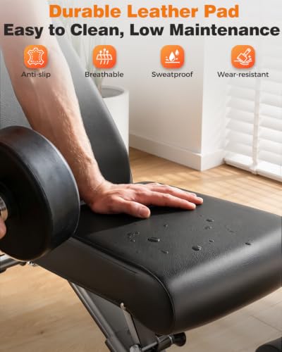 AIRHOP Foldable Workout Bench, 90° to -30° FID Weight Bench for Home Gym | Backrest, Seat, Leg Bar Adjustable, MAX 1000 LBS, 8-Pos Backrest, 3-Pos Seat, 4-Level Leg Support, 19.4" Extended Base Stable