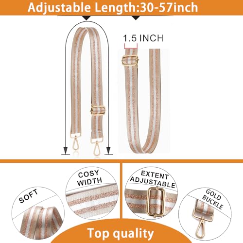 S-Jacorry Purse Strap Replacement Crossbody Wide Shoulder Strap Adjustable Canvas Straps Handbag Strap Replacement Belts - color: Gold Buckel-196