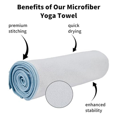PrecisionAuto Non-Slip Microfiber Yoga Mat Towel - color: Light Blue
