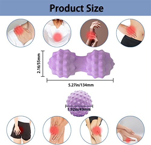 Massage Ball Set, Peanut Massage Ball Double Lacrosse Massage Roller Balls, Acupoint Myofascial Release Muscle Knot Ball, Deep Tissue Trigger Point Therapy Massage Tool for Back Neck Shoulder (Purple) - color: Purple