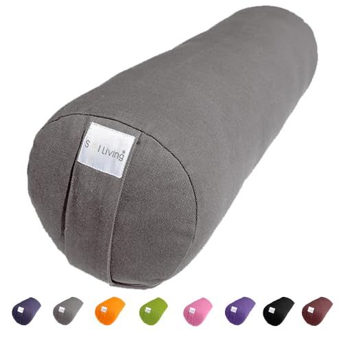 Pranayama Yoga Bolster Meditation Pillow - color: Gray, size: Cylindrical 26" x 8"
