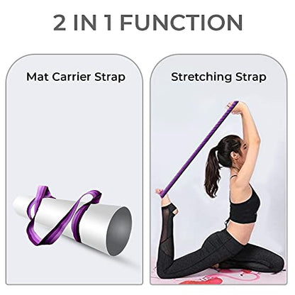 Yoga Mat Carrier Strap | Adjustable Mat Holder Sling for Carrying Mats | Thick & Comfy Texture | Yoga Mat Strap - color: Blue & Purple