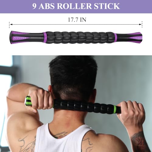 Muscle Roller Deep Tissue Massage Stick Cellulite Roller Fascia Blaster Lymphatic Drainage Massager for Muscle Soreness Tightness Physical Therapy(Purple Black) - color: Purple Black