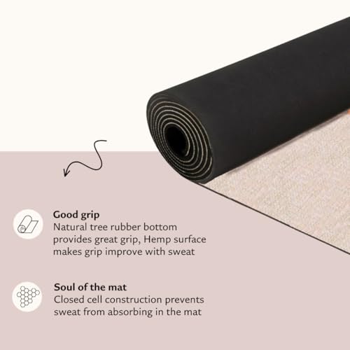 Shakti Warrior Pro Hemp Mat, Non Slip, 72 x 24 Inch, 3mm Thick - color: Elephant