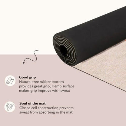 Shakti Warrior Pro Hemp Mat, Non Slip, 72 x 24 Inch, 3mm Thick - color: Elephant