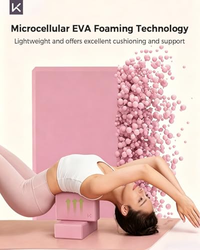 KEEP Yoga Block, High-Density EVA Foam 2 Pack Yoga Block with Non-Slip Textured Surface, Supportive, Lightweight - Ideal for Yoga - color: 2-pack-Cherry pink