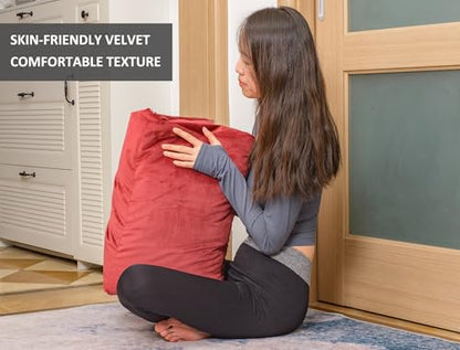 Meditation Cushion,Velvet Meditation Pillow and Zabuton 2-in-1 Portable Design(50 * 70CM). (Burgundy, Service H：9cm) - color: Burgundy