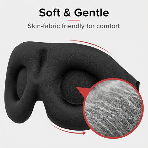 Sleep Mask 3D Contoured Black 1pc Eye Cover with Deep Cup Design Adjustable Strap Soft Touch Fabric for Night Rest Travel Naps Office Breaks and Daily Wind Down - color: Black