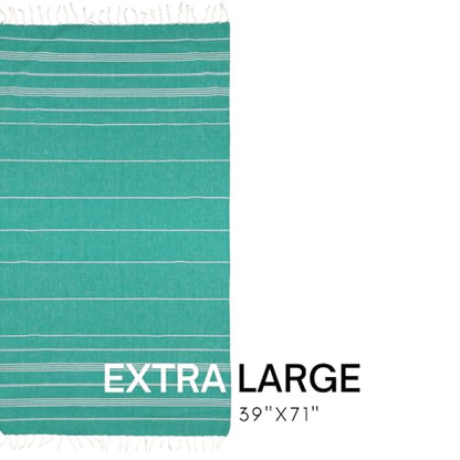 BAY LAUREL Turkish Beach Towel with Travel Bag 39 x 71 Quick Dry Sand Free Lightweight Large Oversized Towels Light - color: Green With Mix White