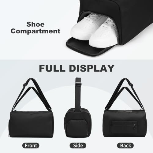Womens Mini Gym Bag with Shoe Compartment 20L, Black - color: Black