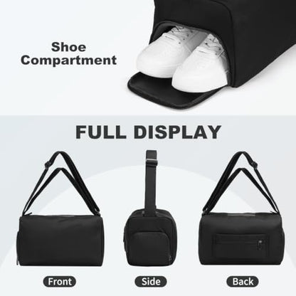 Womens Mini Gym Bag with Shoe Compartment 20L, Black - color: Black