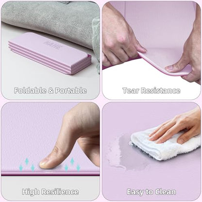 HAHE 7-Fold Design Extra Thick Yoga Mat 72"L x 24"W x 0.47", TPE | Fitness Exercise Mats, Non-Slip Foldable Yoga Mat, High Density, Portable for Men & Women, Yoga, Pilates, Home Gym - color: Deep Pink & Light Pink