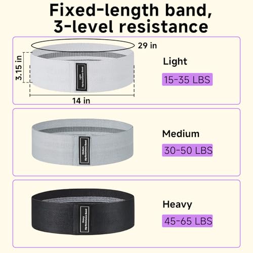 Resistance Bands, Fabric Workout Bands for Women & Men, Cloth Booty Resistance Loop Bands, Thick Squat Bands for Home Fitness, Gym, Yoga, Pilates for Butt Legs Thigh Hip Glute - color: Cream, Grey, Black01