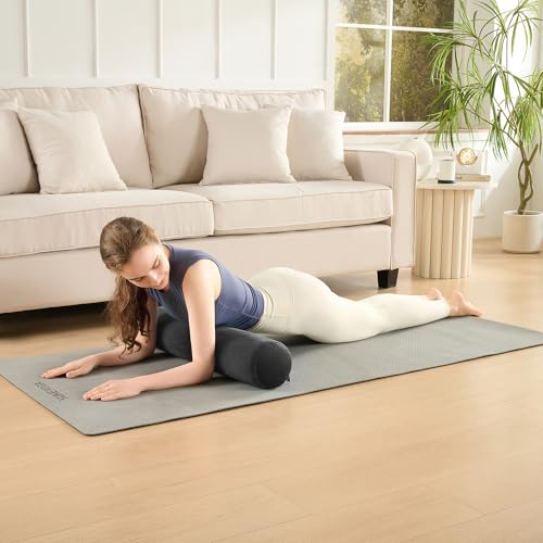 Meditation Cushion Bolster Pillow for Restorative Yoga – Supportive Cushion for Meditation, Pilates, and Relaxation – Filled with Buckwheat Hulls - Removable Cover - color: Gray, size: Bolster (Filled with EPS Beans)