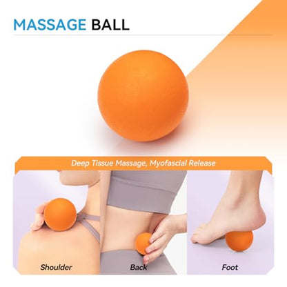 5 in 1 Foam Roller Set, High Density Patented Exercise Roller - color: Orange