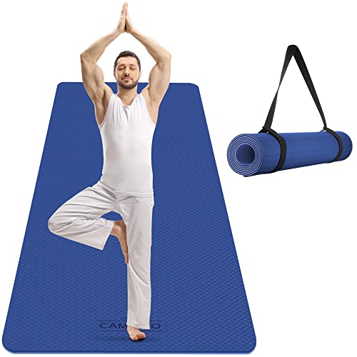 CAMBIVO Extra Wide Yoga Mat for Women and Men (72"/84"x 32"x 1/4") TPE Workout Mat, Non-slip Large Exercise Fitness Mat for Yoga, Pilates, Workout - color: Blue, size: 72" x 32" x 6mm