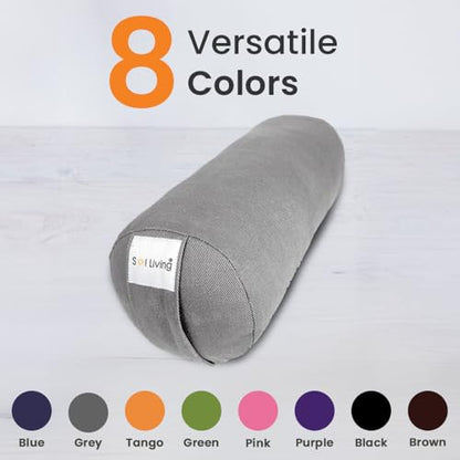 Pranayama Yoga Bolster Meditation Pillow - color: Grey, size: Cylindrical 14" x 6"
