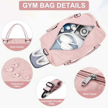 Gym Bag for Women Men with Shoes Compartment,Sports Duffle Bag Personal item travel Duffel Bags Tote Bag Small Carry on Weekender Overnight Bags Workout Dance Bag Hospital Holdalls Pink - color: A4-Pink