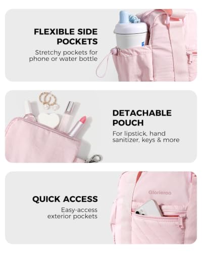 Small Gym Bag for Women - Duffle Weekender Work Duffel Carry on Tote Bag | Puffer Yoga Mat Holder Wet Compartment Coin Purse BPA-Free - color: Pink