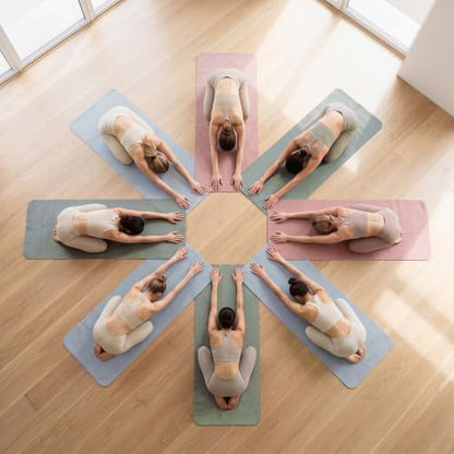 Breling 3 Pack Suede Yoga Towels 26"x73" Non-Slip Hot Yoga Towel Mats with Highly Absorbent Soft Suede Microfiber Rapid Dry for Bikram Pilates Home Workout Women Pink Lotus Bean Green Light Blue
