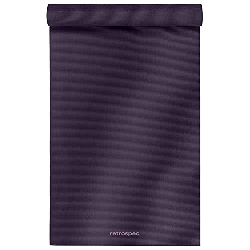 Retrospec Pismo Yoga Mat w/Nylon Strap for Men & Women - Non Slip Exercise Mat for Yoga, Pilates, Stretching, Floor & Fitness Workouts, .5mm Thick, Easy to Clean - color: Eggplant