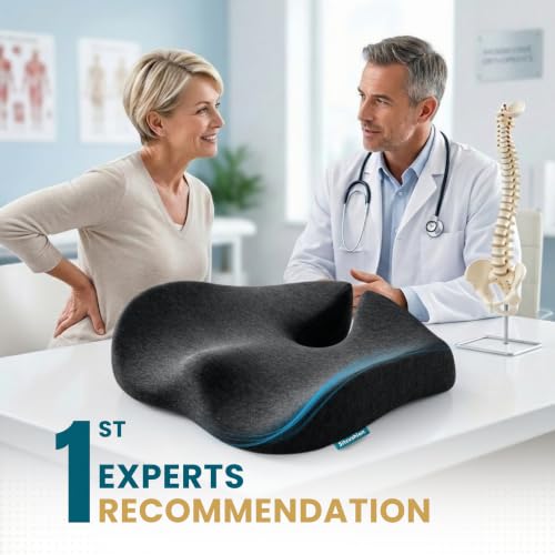 Cooling Seat Cushion for Tailbone Pain Relief, X Large Office Chair Cushion - color: Cooling Black