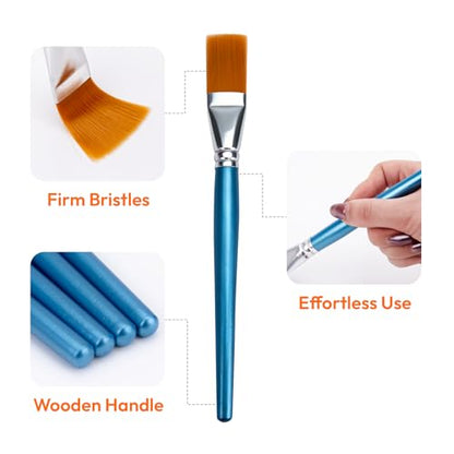 JEAWIWI 45 Pcs Acrylic Paintbrush Set, Flat Paintbrushes, 30mm, Blue | Oil Watercolor Face Paint Brushes for Rock, Canvas, Body & Face Art, Artist Paintbrushes Set, Art Supplies - size: 45 PCS