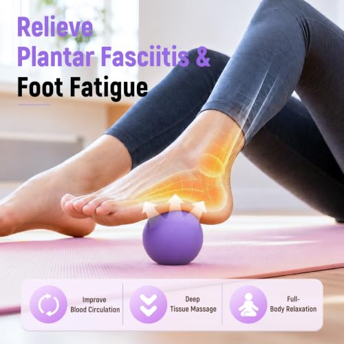 Massage Ball Lacrosse Ball for Myofascial Release, Massage Deep Tissue for Back, Neck, Foot Trigger Point Therapy, Full Body Muscle Knots, Relieving Muscle Pain (Purple) - color: Purple