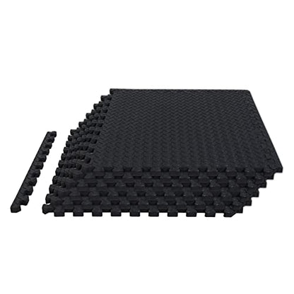 Torin ABPM001BK Interlocking Foam Mat Protective Exercise Workout Puzzle Floor Mat Tiles for Home Gym Equipment - 6 Pieces, 24 Square feet, Black