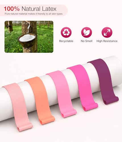 5 Pack Resistance Bands Set, Natural Latex Exercise Bands for Strength Training, Yoga Pilates Stretching, Full Body Workout & Physical Therapy for Men Women Beginners