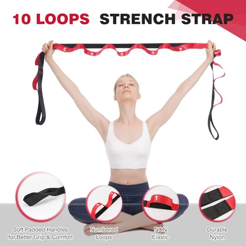 Resistance Bands Exercise Bands Set for Women, Non-Elastic Yoga Strap with Loops for Stretching Physical Therapy, Workout Bands with 5 Resistance Levels for Home Gym Exercise