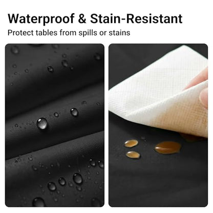 Auros 10-Pack Black Plastic Tablecloths, 84" Round Disposable Table Covers | Waterproof, Spill-Proof & Throw Away Table Cloth, Easy Cleanup for Party, Birthday, Wedding, Graduation, Picnic, Onyx Black - color: Onyx Black, size: 84" Round
