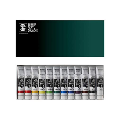 Turner Acrylic Paint Set Artist Acryl Gouache - Super Concentrated Vibrant Acrylics, Fast Drying, Velvety Matte Finish - [Set of 12 | 20 ml Tubes] - size: 8.16 Fl Oz (Pack of 1)