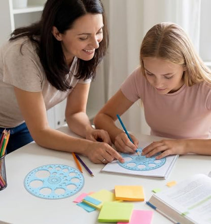 2Pcs Circle Stencils, Circle Template for Drawing Multi-Function Geometric | for School, Office, Drafting, Design Supplies